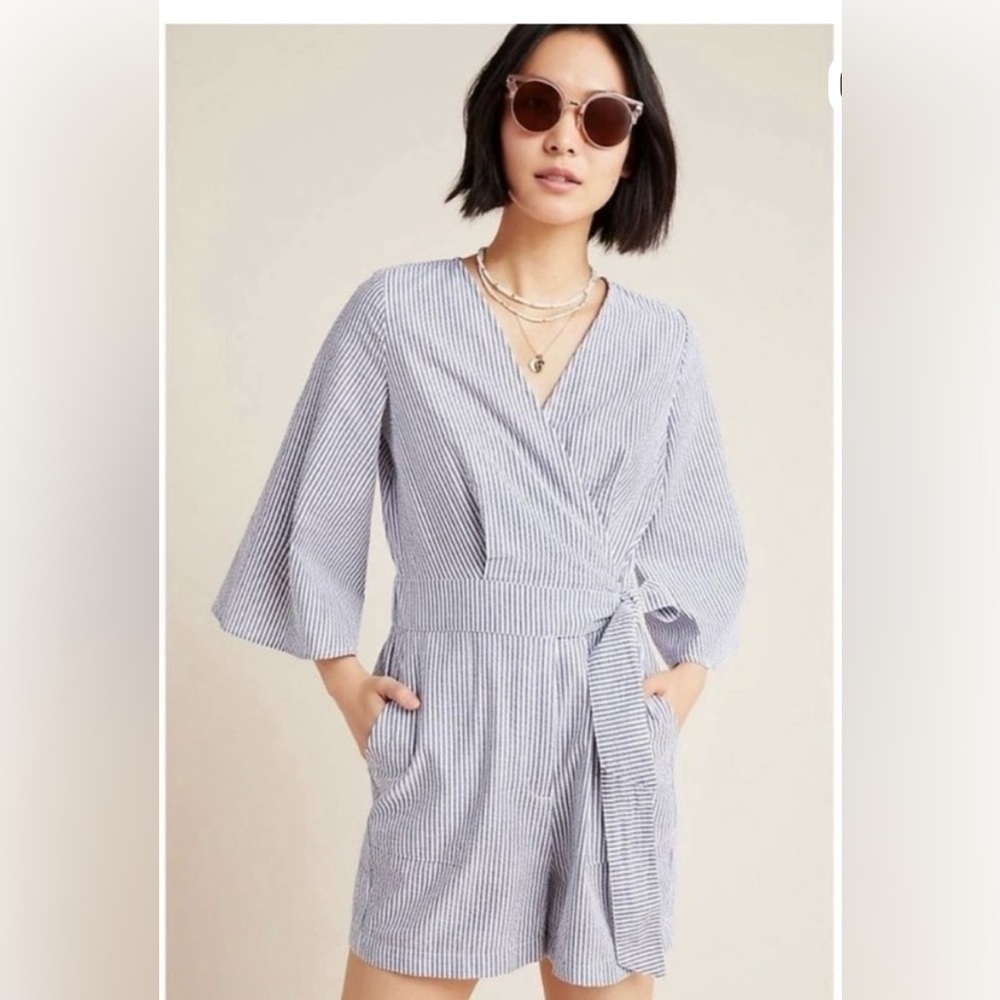 Anthropologie Ahmadi Striped Wrap romper